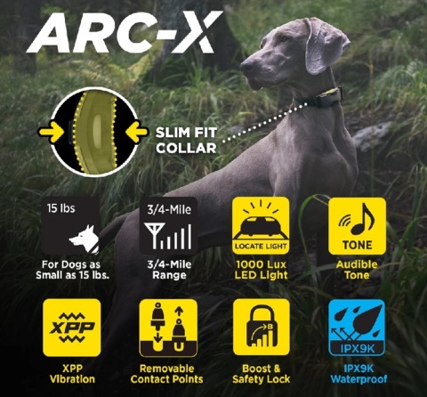 Obroża elektryczna Dogtra ARC-X Stymulacja Sygnał dźwiękowy Wibracja Światło lokalizacji Obroża elektryczna Dogtra ARC-X Stymulacja Sygnał dźwiękowy Wibracja Światło lokalizacji